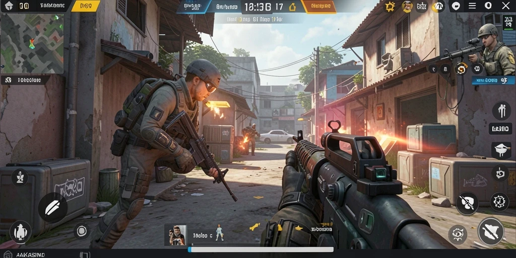 Gameplay intens AAKASINO dengan aksi tembak-menembak yang mendebarkan.