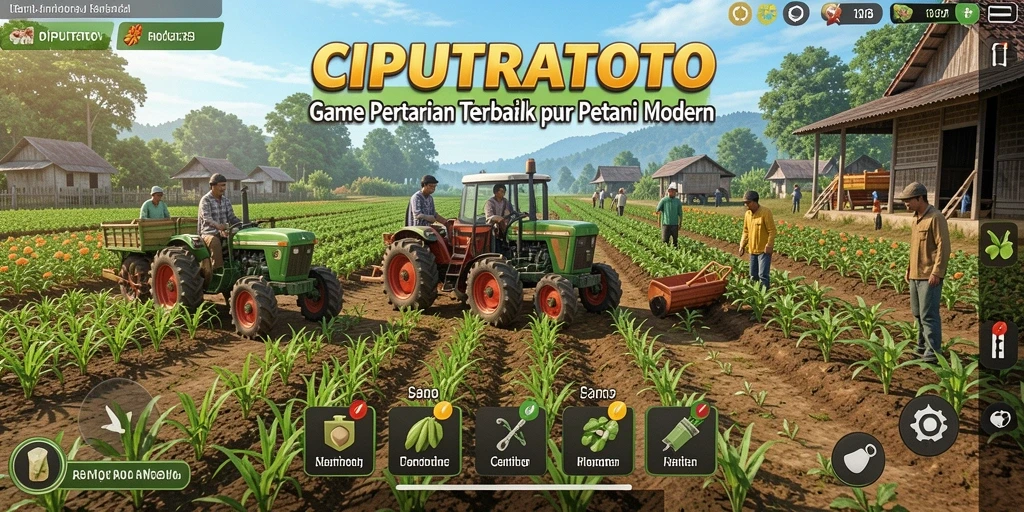Screenshot permainan CIPUTRATOTO menampilkan aktivitas pertanian yang seru.