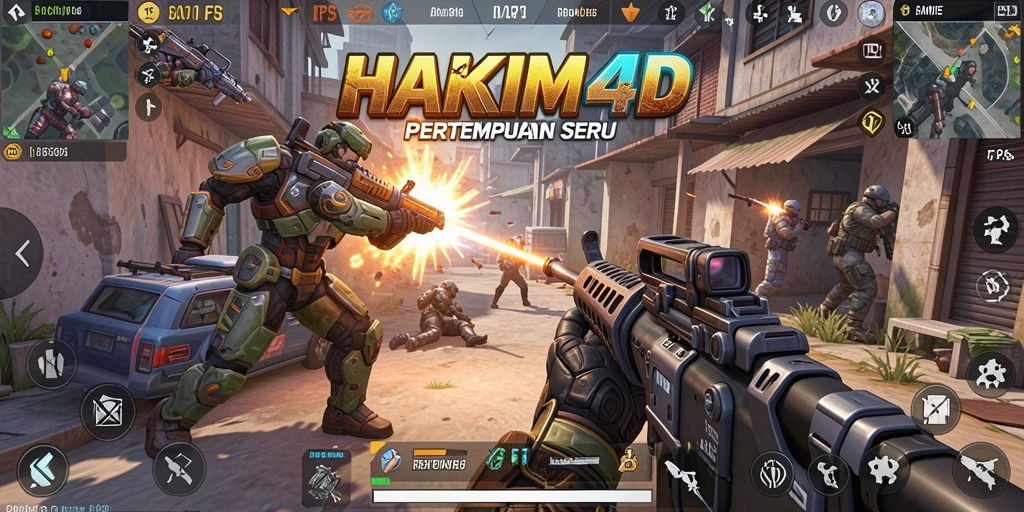 Screenshot gameplay HAKIM4D yang menunjukkan aksi tembak-menembak intens.