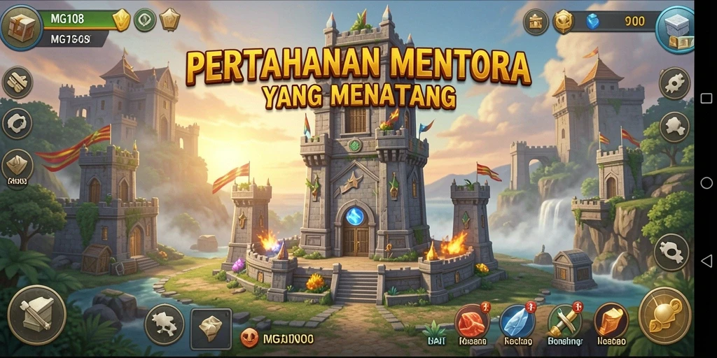 Screenshot MG108 menampilkan aksi pertahanan menara yang seru.