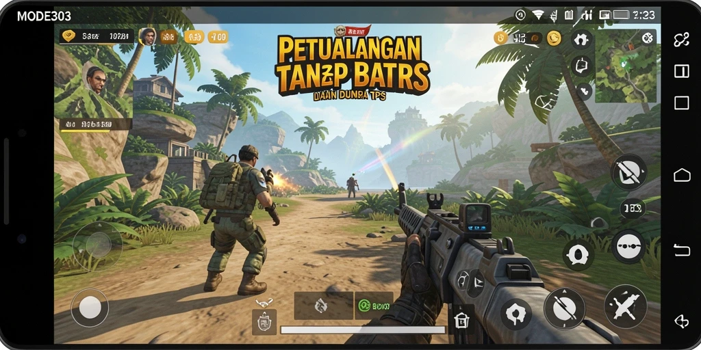 Screenshot MODE303 menampilkan aksi pertarungan yang intens dalam TPS.