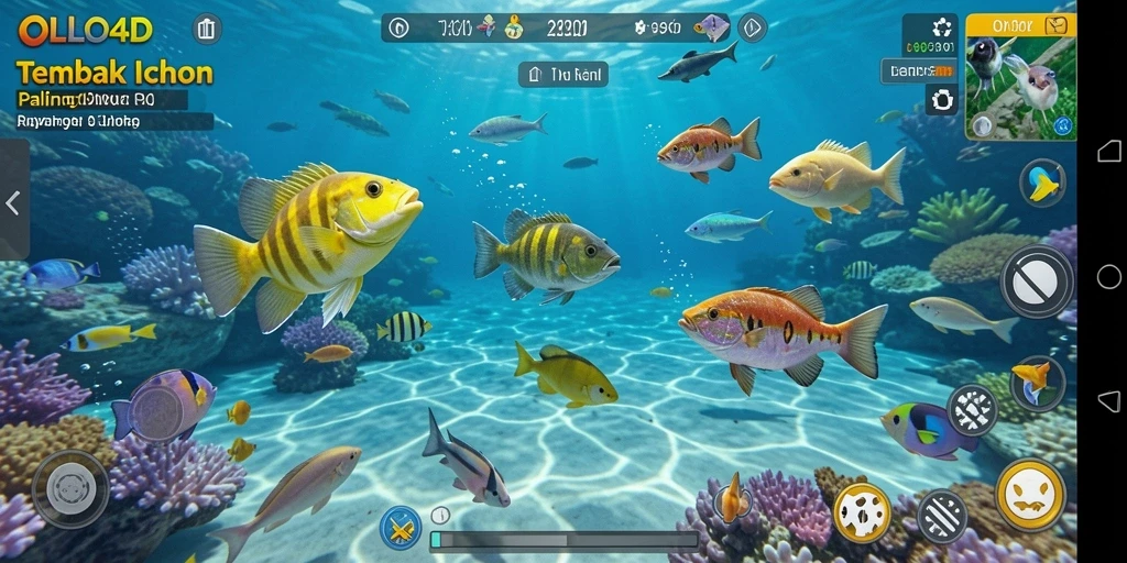 Tampilan gameplay seru dalam OLLO4D dengan aksi tembak ikan.