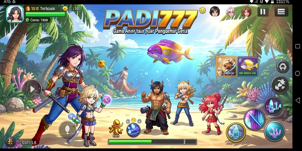 Tampilan gameplay PADI777 yang penuh warna dan karakter Anime yang menarik.