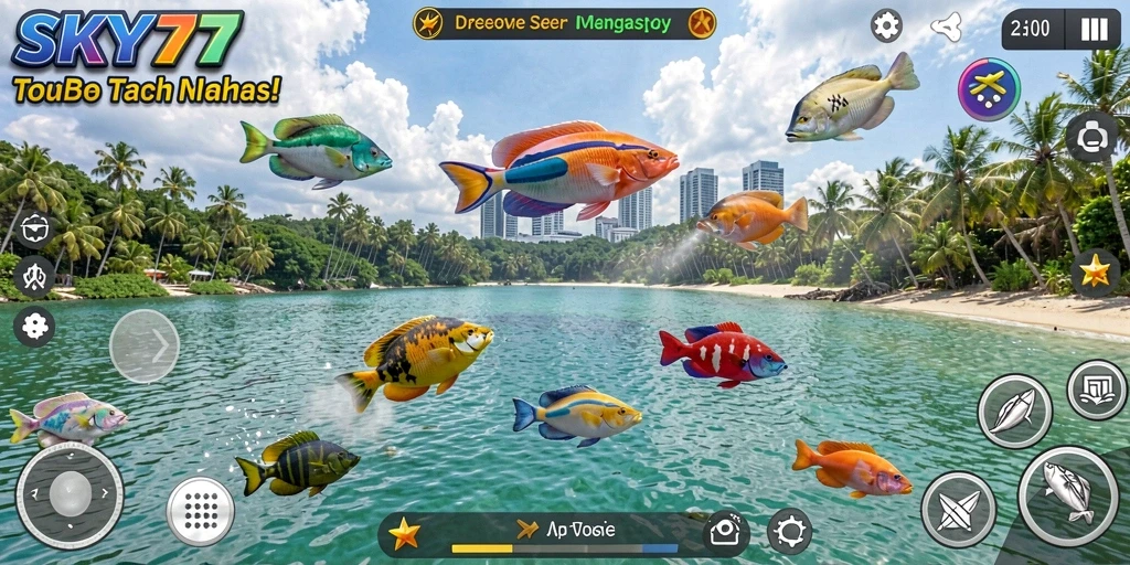 Tangkapan layar gameplay SKY77 menampilkan aksi seru menembak ikan.
